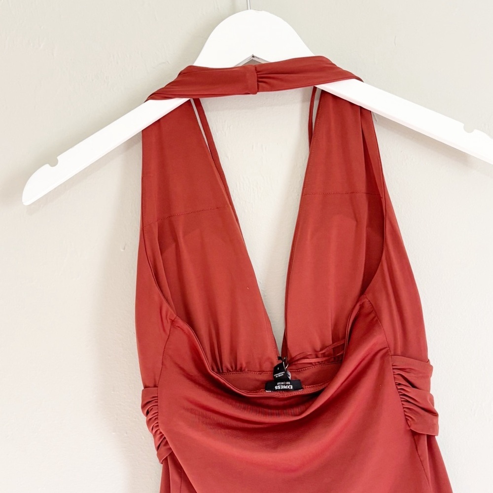 New EXPRESS Women’s Red Contour Body Suit Thong Ruched Padded Bust Size Small - Picture 6 of 9